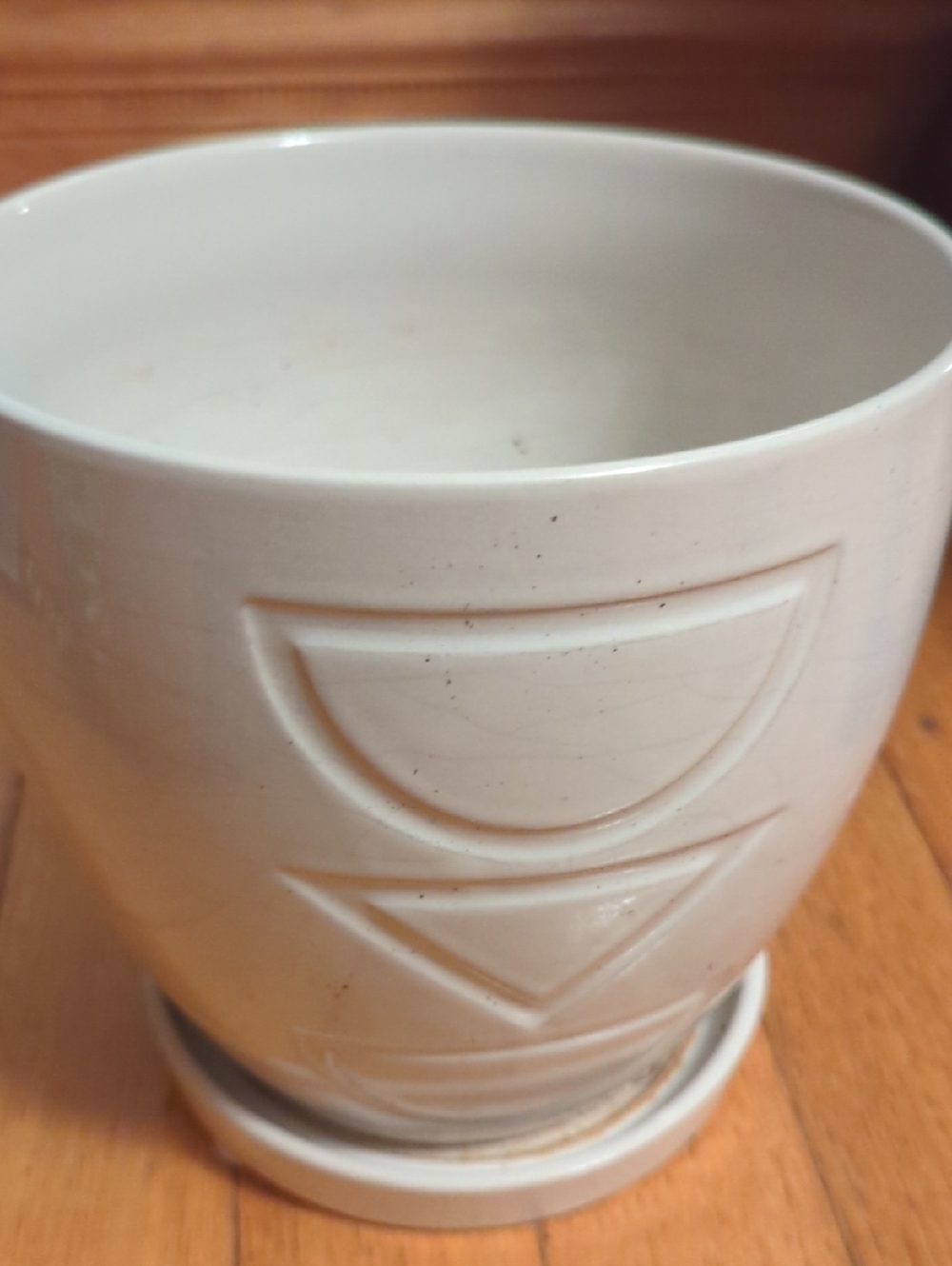 White Ceramic Geometric Planter